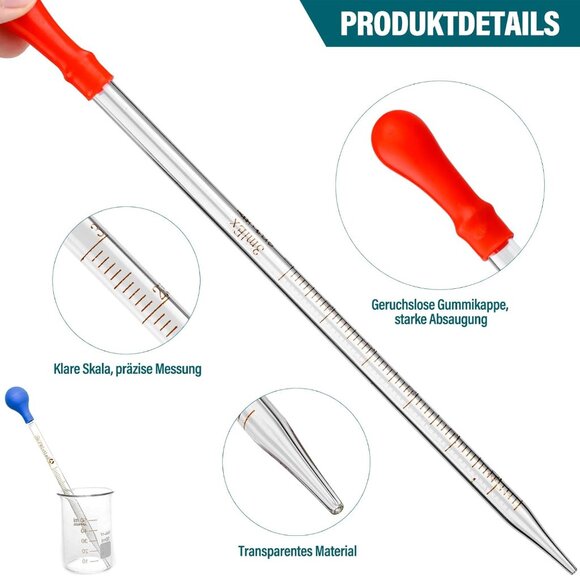 6 Pieces Glass Pipettes 10ml 5ml 3ml 2ml 1ml 0.5ml Glass Graduated Dropper Pipet - Picture 3 of 9